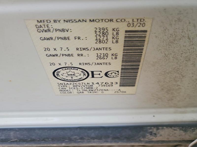 Продажа на аукционе авто 2020 Nissan Murano, vin: 5N1AZ2CS7LN147633, номер лота: 56255976