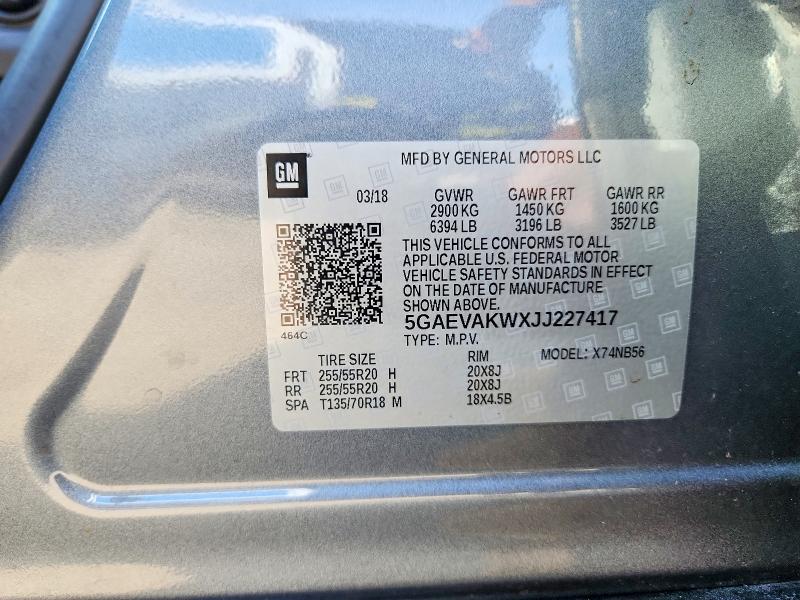 Aukcja sprzedaży 2018 Buick Enclave, vin: 5GAEVAKWXJJ227417, numer aukcji: 57416966