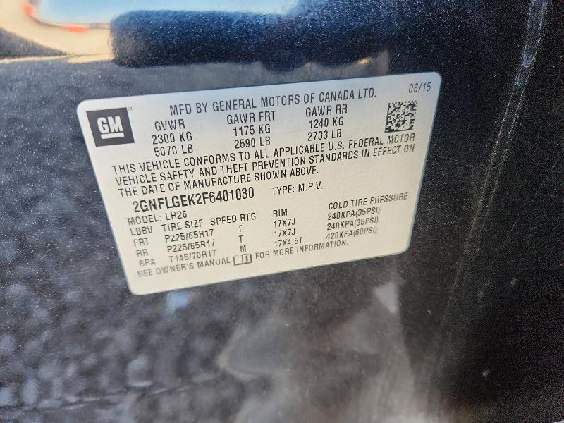 2015 Chevrolet Equinox მანქანა იყიდება აუქციონზე, vin: 2GNFLGEK2F6401030, აუქციონის ნომერი: 57841766