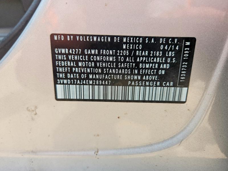 Продаж на аукціоні авто 2014 Volkswagen Jetta, vin: 3VWD17AJ4EM289447, номер лоту: 58765976