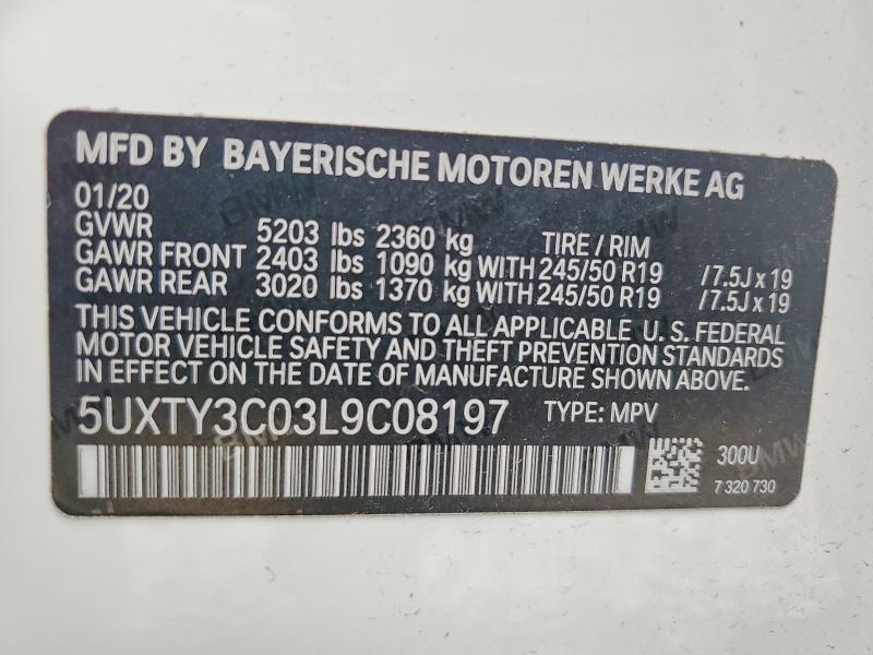 Продажа на аукционе авто 2020 Bmw X3, vin: 5UXTY3C03L9C08197, номер лота: 56046786