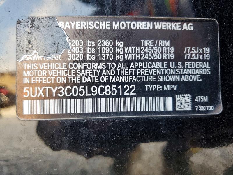 2020 Bmw X3 მანქანა იყიდება აუქციონზე, vin: 5UXTY3C05L9C85122, აუქციონის ნომერი: 57716376