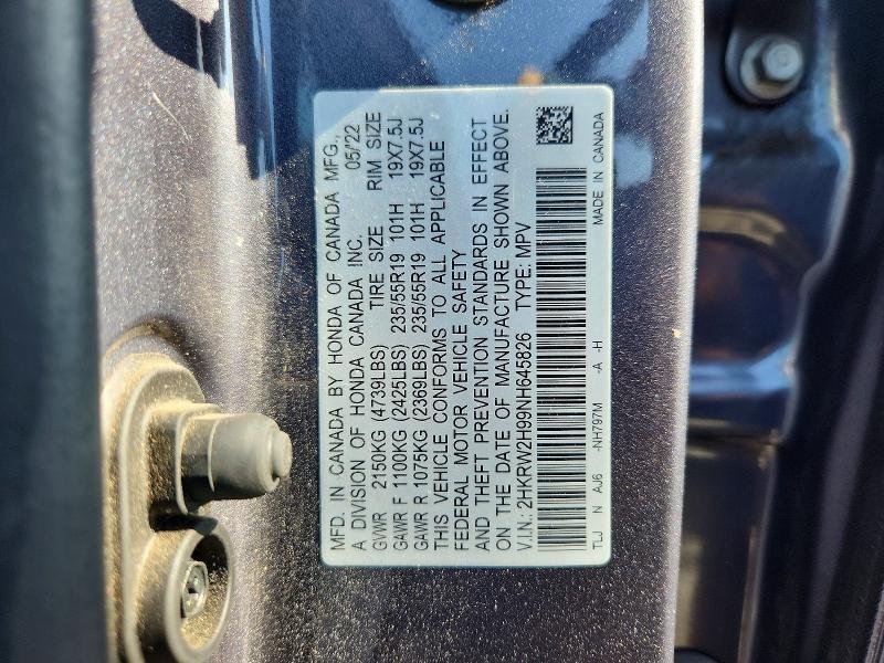 Aukcja sprzedaży 2022 Honda Cr-v, vin: 2HKRW2H99NH645826, numer aukcji: 56178396