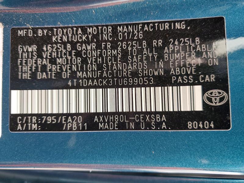Aukcja sprzedaży 2026 Toyota Camry, vin: 4T1DAACK3TU699053, numer aukcji: 85604395