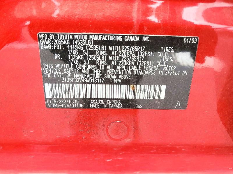 Aukcja sprzedaży 2009 Toyota Rav4, vin: 2T3BF33V49W013147, numer aukcji: 58123176