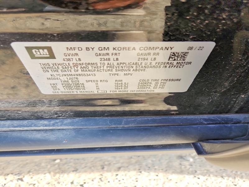 Продажа на аукционе авто 2022 Chevrolet Trax, vin: KL7CJNSM4NB553413, номер лота: 55642456