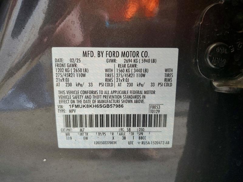 2025 Ford Explorer მანქანა იყიდება აუქციონზე, vin: 1FMUK8KH6SGB57986, აუქციონის ნომერი: 55169576