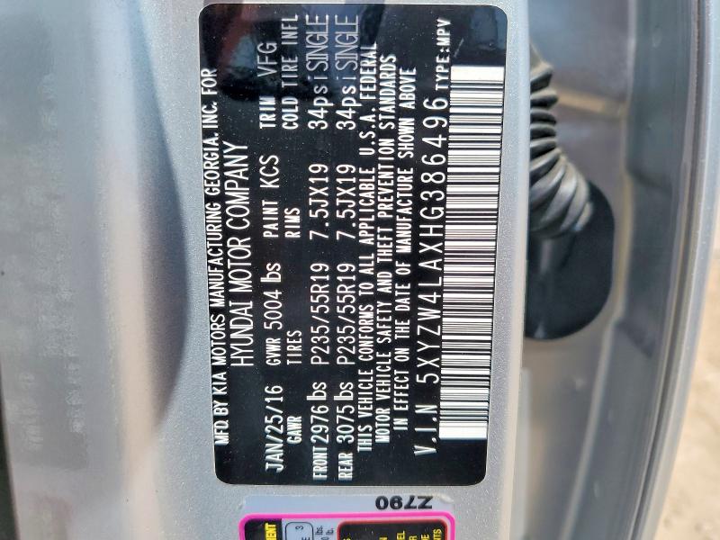 2017 Hyundai Santa Fe Sport მანქანა იყიდება აუქციონზე, vin: 5XYZW4LAXHG386496, აუქციონის ნომერი: 56780296