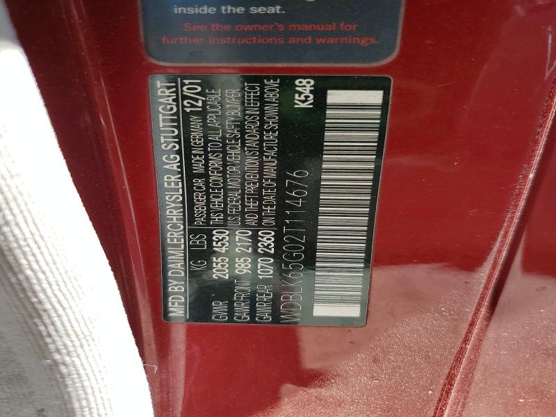 Aukcja sprzedaży 2002 Mercedes-benz Clk, vin: WDBLK65G02T114676, numer aukcji: 58751536
