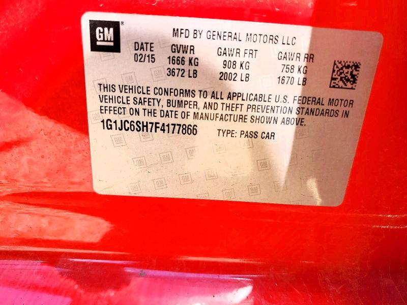 Aukcja sprzedaży 2015 Chevrolet Sonic, vin: 1G1JC6SH7F4177866, numer aukcji: 58103526