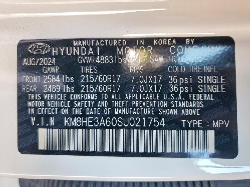 2025 Hyundai Kona მანქანა იყიდება აუქციონზე, vin: KM8HE3A60SU021754, აუქციონის ნომერი: 59389196