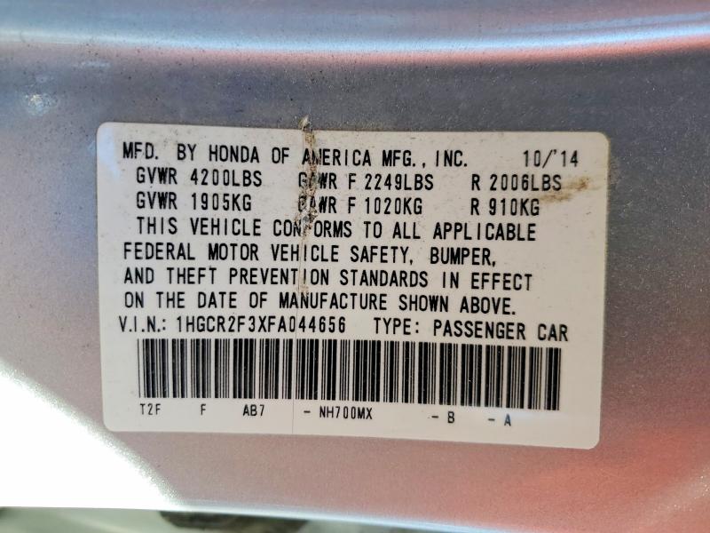 Aukcja sprzedaży 2015 Honda Accord, vin: 1HGCR2F3XFA044656, numer aukcji: 57044276