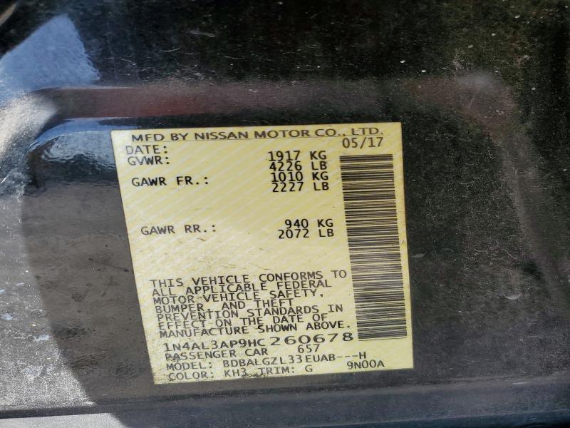 Продаж на аукціоні авто 2017 Nissan Altima, vin: 1N4AL3AP9HC260678, номер лоту: 56888196