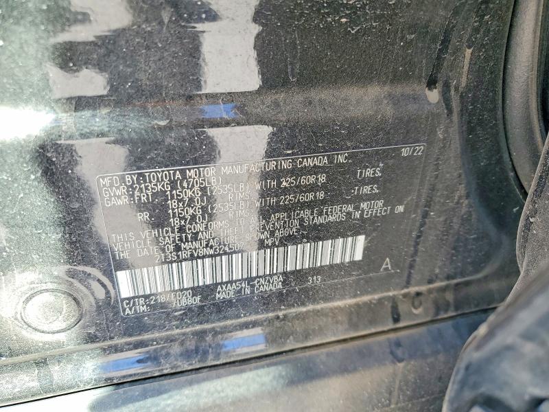 Продаж на аукціоні авто 2022 Toyota Rav4, vin: 2T3S1RFV8NW324507, номер лоту: 57377576
