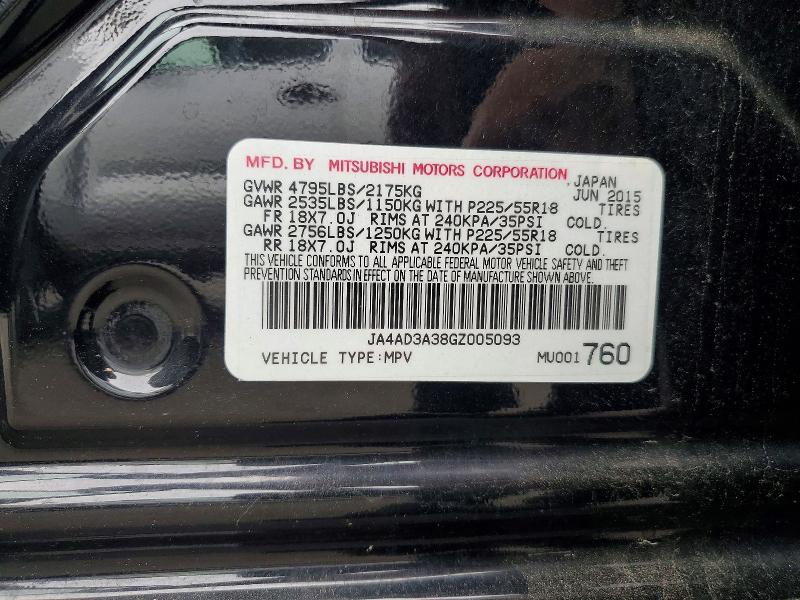 2016 Mitsubishi Outlander მანქანა იყიდება აუქციონზე, vin: JA4AD3A38GZ005093, აუქციონის ნომერი: 57591736