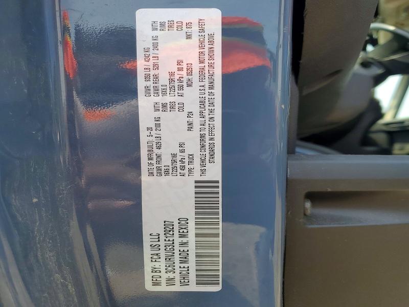 57961736 :رقم المزاد ، 3C6URVJG3LE129207 vin ، 2020 Ram Promaster 3500 مزاد بيع