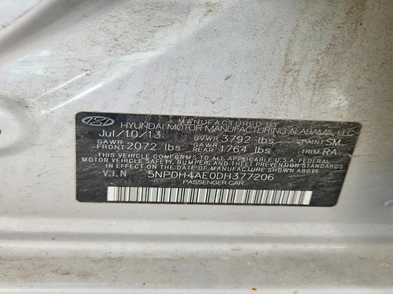 58007086 :رقم المزاد ، 5NPDH4AE0DH377206 vin ، 2013 Hyundai Elantra مزاد بيع