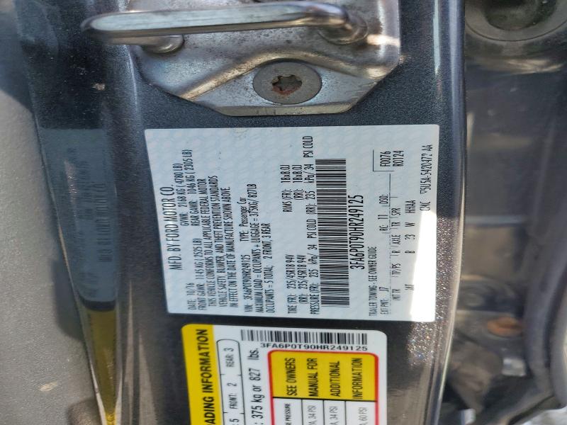 Продаж на аукціоні авто 2017 Ford Fusion, vin: 3FA6P0T90HR249125, номер лоту: 56338946