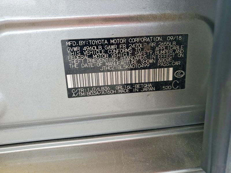 Aukcja sprzedaży 2019 Lexus Gs 350, vin: JTHCZ1BL5KA010499, numer aukcji: 58441386