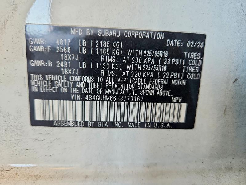 2024 Subaru Crosstrek მანქანა იყიდება აუქციონზე, vin: 4S4GUHM66R3770162, აუქციონის ნომერი: 56890426