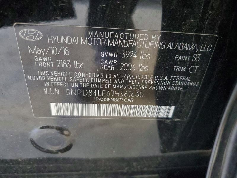 2018 Hyundai Elantra მანქანა იყიდება აუქციონზე, vin: 5NPD84LF6JH361660, აუქციონის ნომერი: 85460115