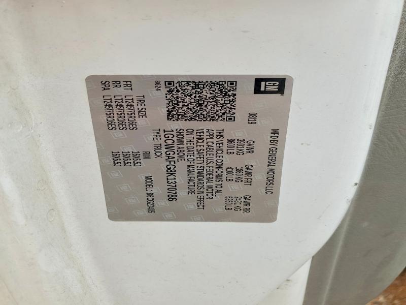 Aukcja sprzedaży 2019 Chevrolet Express G2500, vin: 1GCWGAFG8K1370786, numer aukcji: 59351186