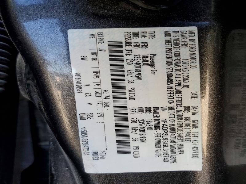 2016 Ford Focus მანქანა იყიდება აუქციონზე, vin: 1FADP3L93GL315740, აუქციონის ნომერი: 58099926