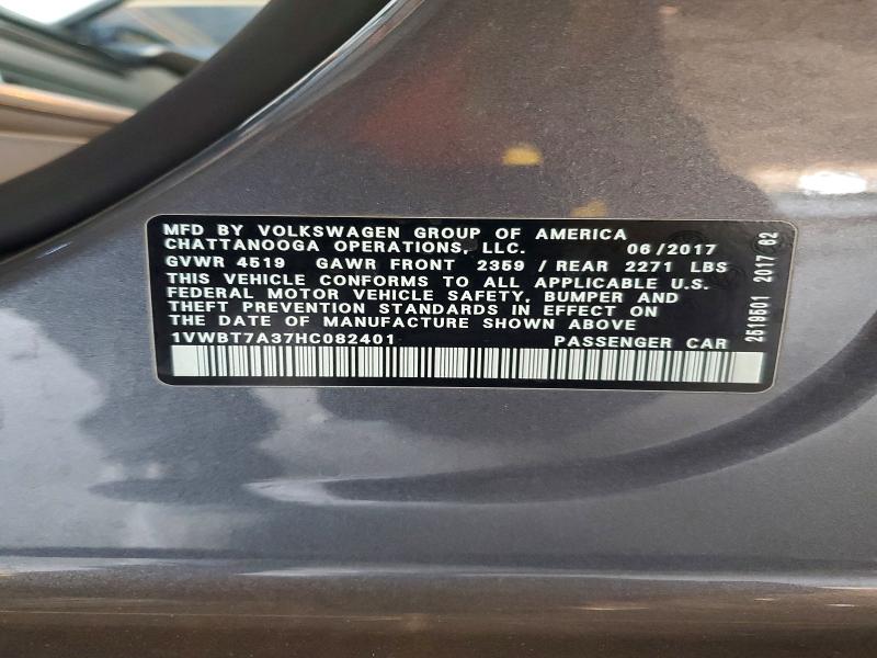 Aukcja sprzedaży 2017 Volkswagen Passat, vin: 1VWBT7A37HC082401, numer aukcji: 56656736