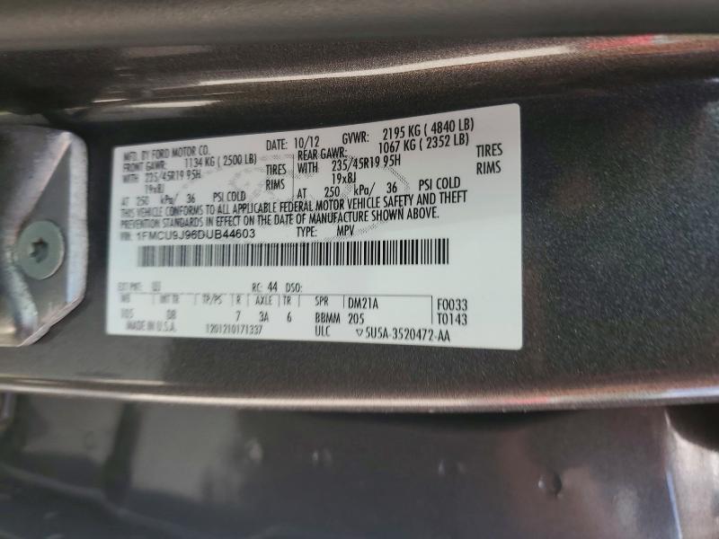 2013 Ford Escape მანქანა იყიდება აუქციონზე, vin: 1FMCU9J96DUB44603, აუქციონის ნომერი: 57426226