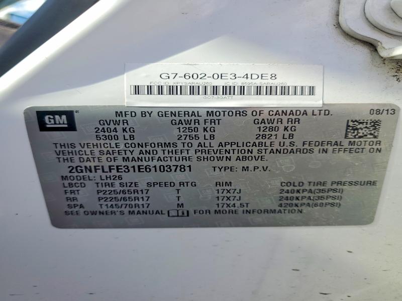 Aukcja sprzedaży 2014 Chevrolet Equinox, vin: 2GNFLFE31E6103781, numer aukcji: 55376316