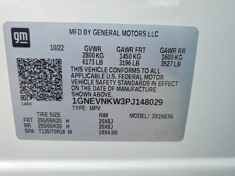 Aukcja sprzedaży 2023 Chevrolet Traverse, vin: 1GNEVNKW3PJ148029, numer aukcji: 58770256