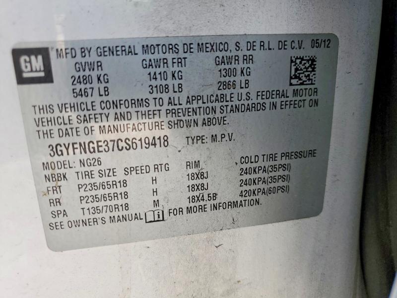 Продаж на аукціоні авто 2012 Cadillac Srx, vin: 3GYFNGE37CS619418, номер лоту: 55791726