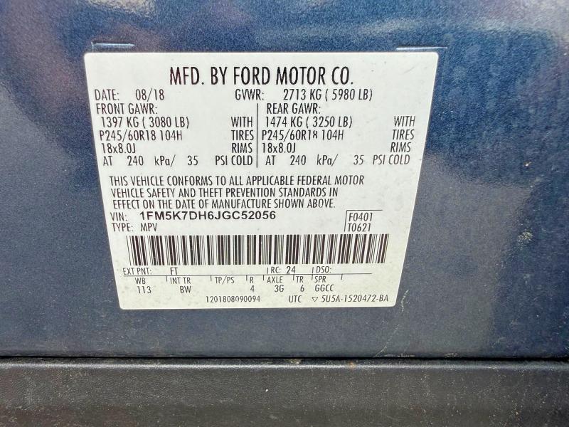 Aukcja sprzedaży 2018 Ford Explorer, vin: 1FM5K7DH6JGC52056, numer aukcji: 57357296