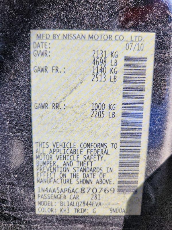 2010 Nissan Maxima მანქანა იყიდება აუქციონზე, vin: 1N4AA5AP6AC870769, აუქციონის ნომერი: 55129296