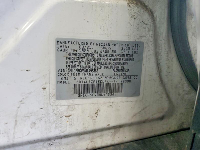 Aukcja sprzedaży 2021 Nissan Kicks, vin: 3N1CP5CV3ML495383, numer aukcji: 55686526