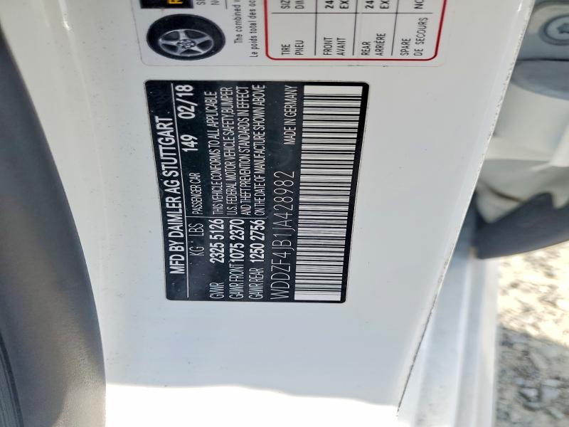 58108726 :رقم المزاد ، WDDZF4JB1JA428982 vin ، 2018 Mercedes-benz E مزاد بيع