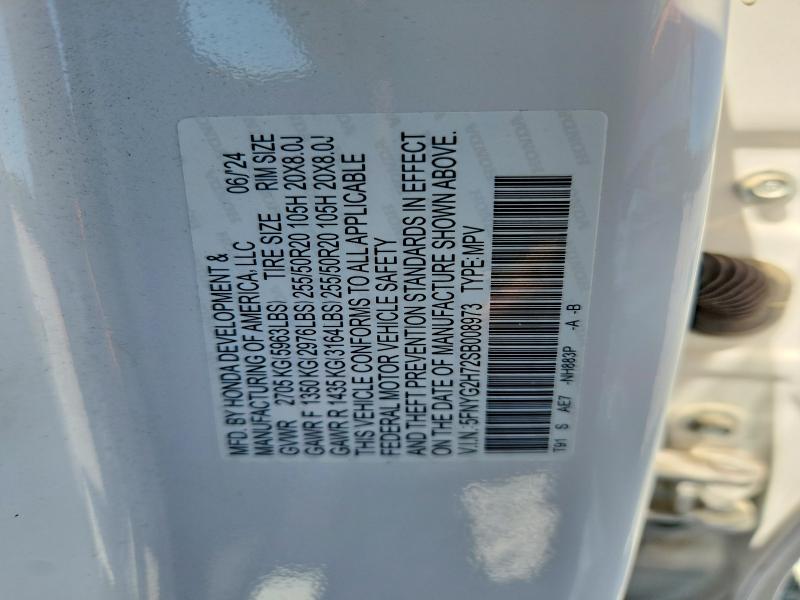 57774406 :رقم المزاد ، 5FNYG2H72SB008973 vin ، 2025 Honda Pilot مزاد بيع