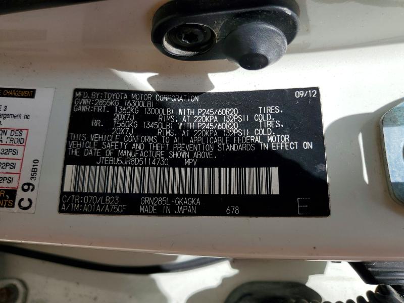 Продажа на аукционе авто 2013 Toyota 4runner, vin: JTEBU5JR8D5114730, номер лота: 57498336