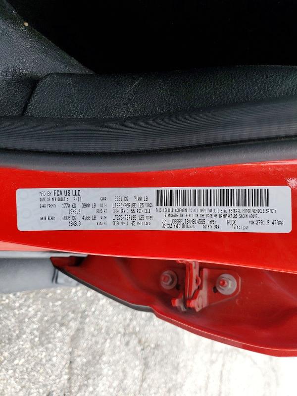 2019 Ram 1500 მანქანა იყიდება აუქციონზე, vin: 1C6SRFLT8KN914565, აუქციონის ნომერი: 57908666