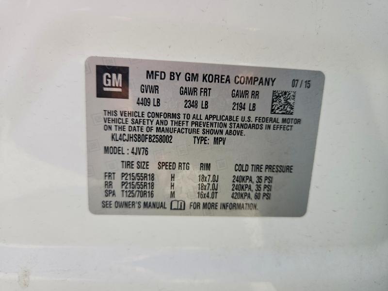 Продажа на аукционе авто 2015 Buick Encore, vin: KL4CJHSB0FB258002, номер лота: 59136556