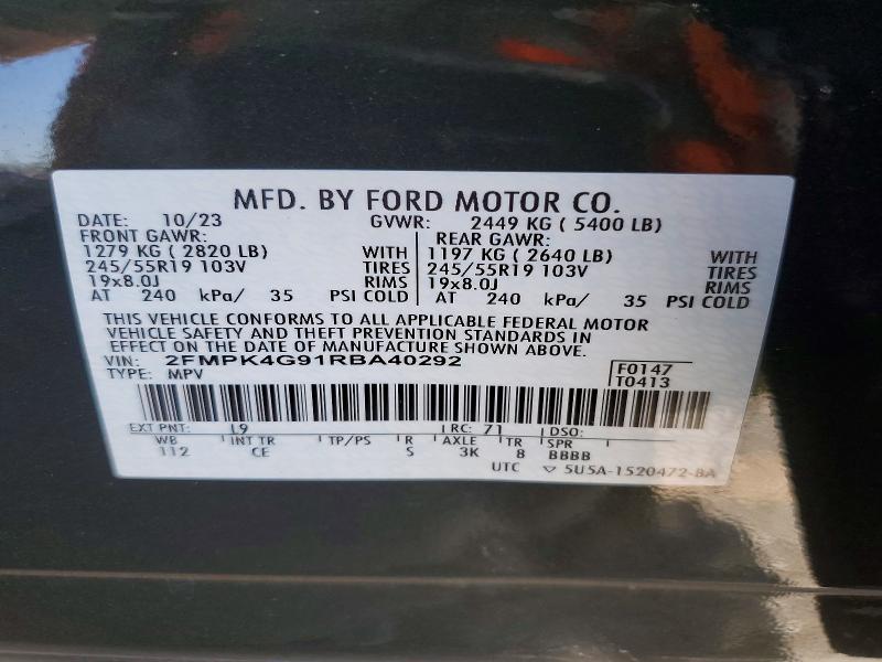 Aukcja sprzedaży 2024 Ford Edge, vin: 2FMPK4G91RBA40292, numer aukcji: 56085696