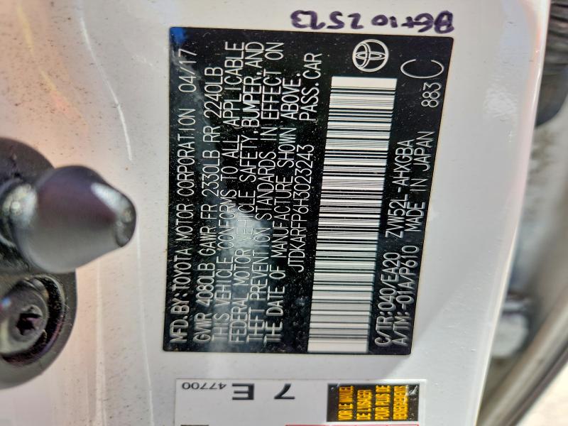 54844686 :رقم المزاد ، JTDKARFP6H3023243 vin ، 2017 Toyota Prius Prime مزاد بيع