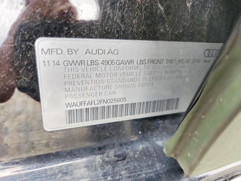 2015 Audi A4 მანქანა იყიდება აუქციონზე, vin: WAUFFAFL2FN025605, აუქციონის ნომერი: 58928416