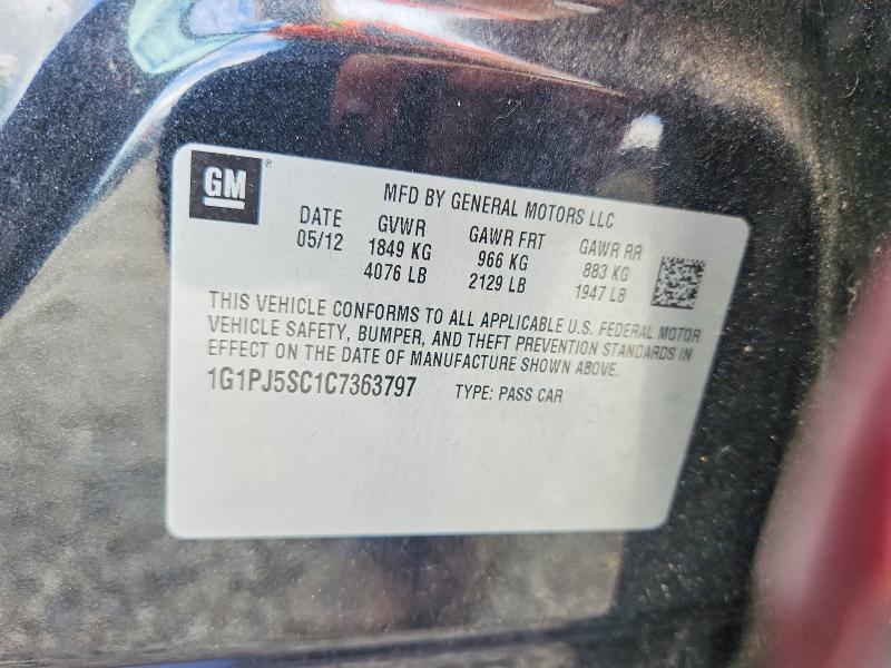 Продажа на аукционе авто 2012 Chevrolet Cruze, vin: 1G1PJ5SC1C7363797, номер лота: 56536056