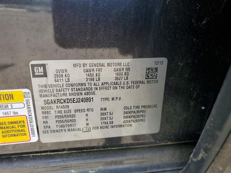 57181396 :رقم المزاد ، 5GAKRCKD5EJ240891 vin ، 2014 Buick Enclave مزاد بيع