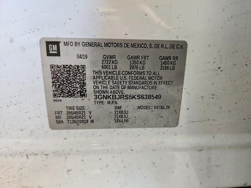 2019 Chevrolet Blazer მანქანა იყიდება აუქციონზე, vin: 3GNKBJRS5KS638549, აუქციონის ნომერი: 57505626