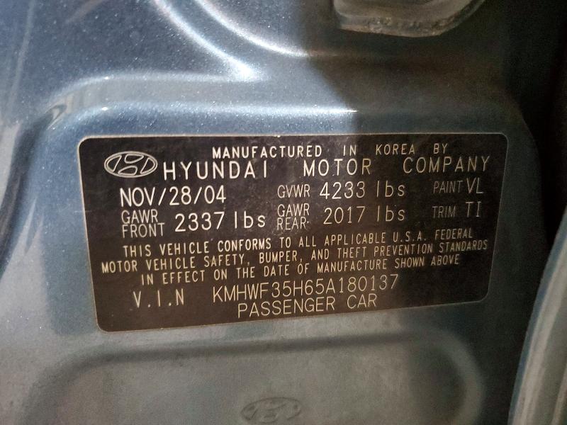 Aukcja sprzedaży 2005 Hyundai Sonata, vin: KMHWF35H65A180137, numer aukcji: 58070896