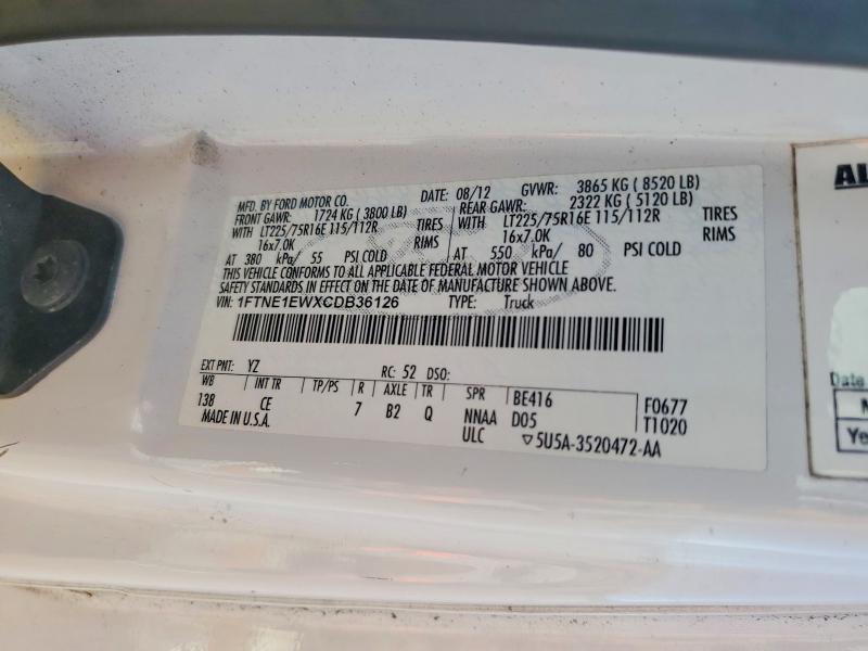 Aukcja sprzedaży 2012 Ford Econoline, vin: 1FTNE1EWXCDB36126, numer aukcji: 56787096