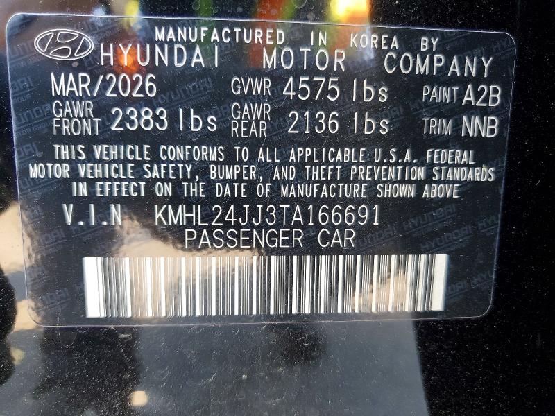 57308806 :رقم المزاد ، KMHL24JJ3TA166691 vin ، 2026 Hyundai Sonata Hybrid مزاد بيع