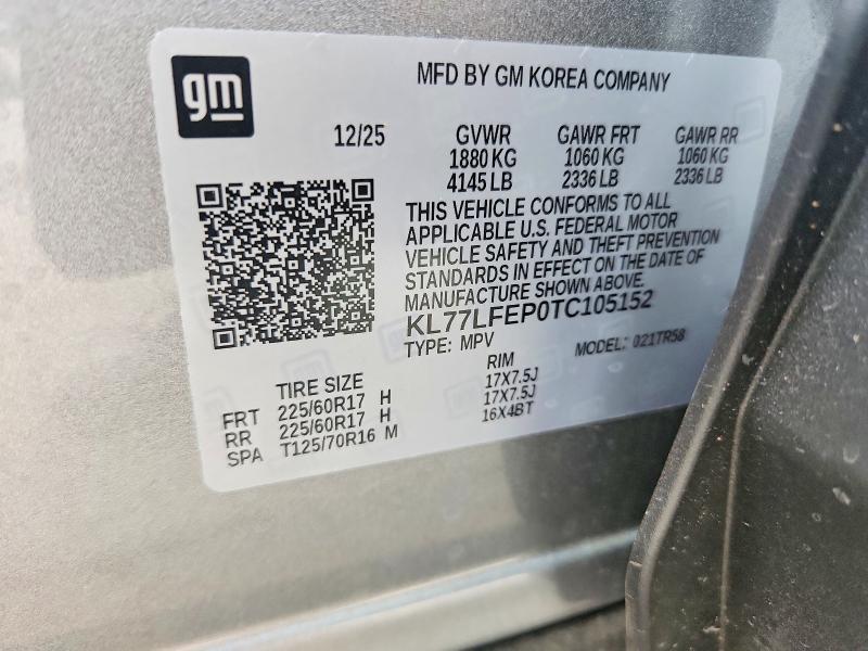 Продаж на аукціоні авто 2026 Chevrolet Trax, vin: KL77LFEP0TC105152, номер лоту: 58510186